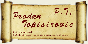 Prodan Topisirović vizit kartica